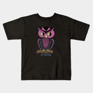 Pink Vintage Hooty Halloween Owl Kids T-Shirt